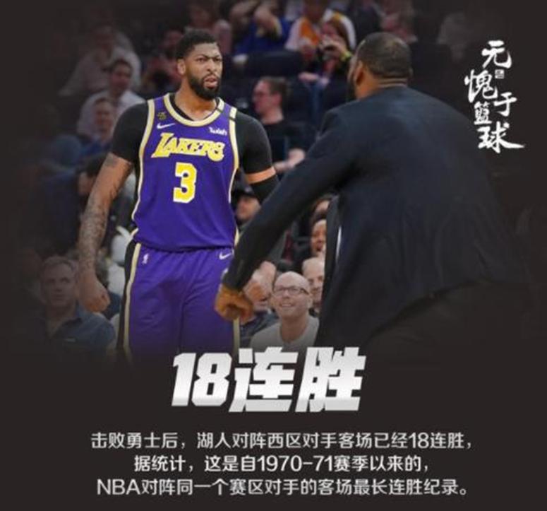 湖人刷新NBA记录西区客场对战连胜18场